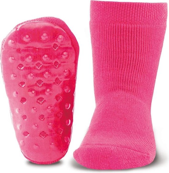 Antislip sokken effen fuchsia-25/26