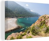 Collines au bord de la mer en Corse en Europe Toile 180x120 cm - Tirage photo sur Toile (Décoration murale salon / chambre) XXL / Groot format!