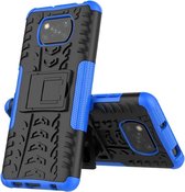 Rugged Kickstand Back Cover - Xiaomi Poco X3 Hoesje - Blauw