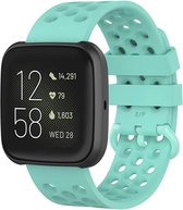 Shop4 - Fitbit Versa Bandje - Siliconen Gaatjes Mint Groen