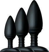 BUTT PLUG TRIO 3 Solid Silicone Butt Plugs S M L - Black
