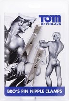 Tom of Finland Bros Pin Stainless Steel Nipple Clamps - Silver