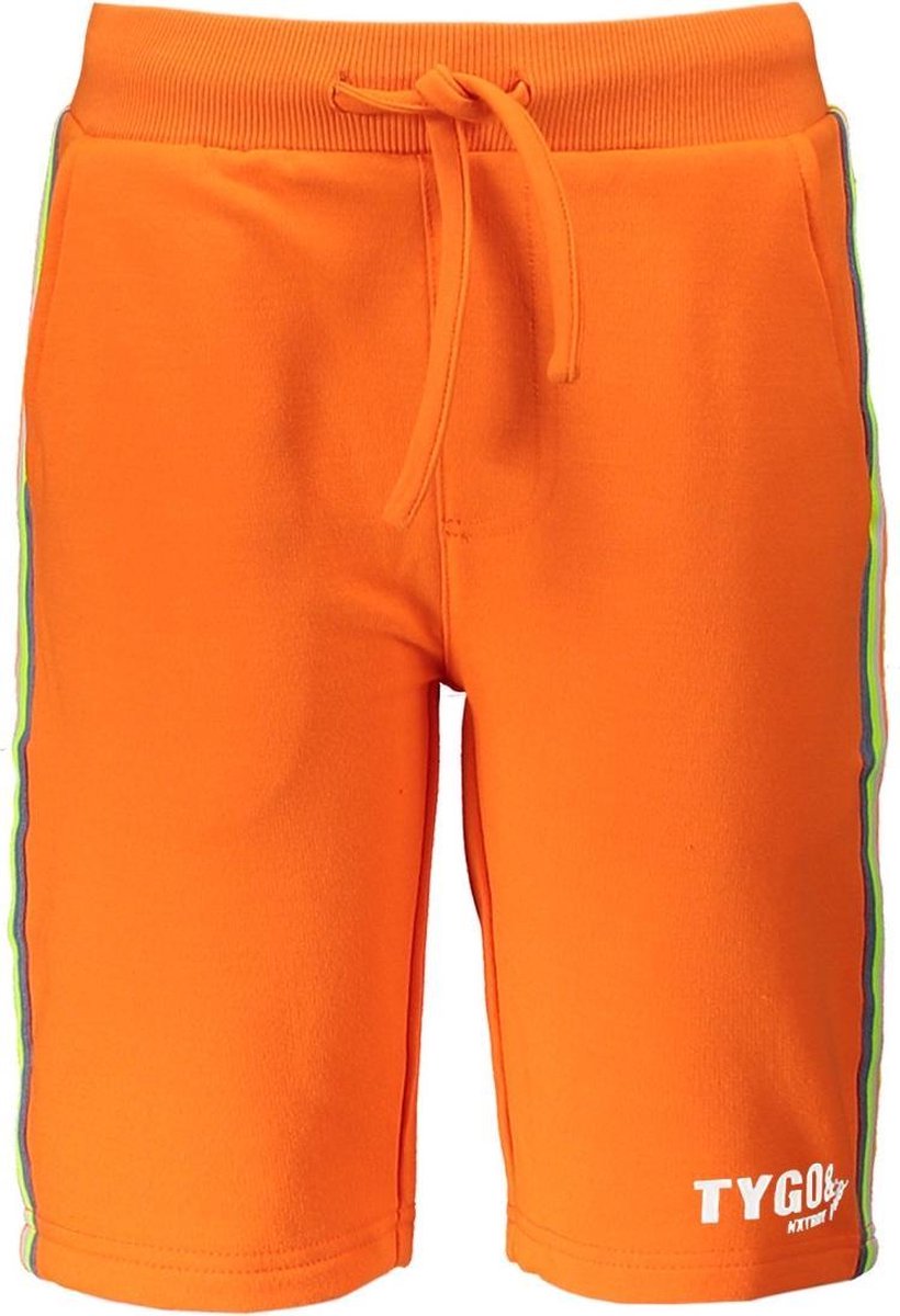 TYGO & vito jongens korte joggingbroek met gekleurde bies Shocking Orange