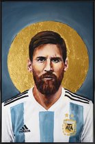 JUNIQE - Poster i kunststof lijst Football Icon - Lionel Messi -20x30