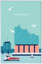 JUNIQE - Poster met kunststof lijst Hambourg Elbphilharmonie - retro