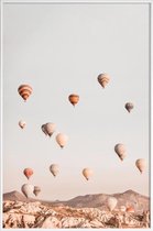 JUNIQE - Poster in kunststof lijst Heteluchtballonnen -60x90 /Bruin &