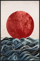 JUNIQE - Poster in kunststof lijst Sunrise in Japan -20x30 /Blauw &