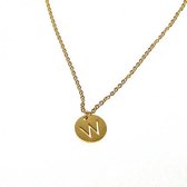 Ketting alfabet rond W - Goud
