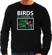 Dieren foto sweater Papegaai - zwart - heren - birds of the world - cadeau trui Papegaaien liefhebber S