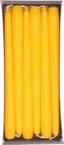 36x Gele dinerkaarsen 25 cm 8 branduren - Geurloze kaarsen geel - Tafelkaarsen/kandelaarkaarsen