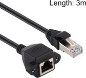 RJ45 vrouwelijk naar mannelijk CAT6E-netwerkpaneelmontage Verlengkabel met schroefvergrendeling, lengte: 3m