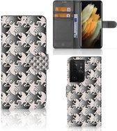 Wallet Book Case Geschikt voor Samsung Galaxy S21 Ultra Smartphone Hoesje Salamander Grey