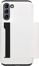 ADEL Kunststof Back Cover Hardcase Hoesje Geschikt voor Samsung Galaxy S21 - Pasjeshouder Wit