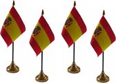 4x stuks Spanje tafelvlaggetje 10 x 15 cm met standaard - Spaanse feestartikelen/versieringen