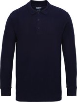 Gildan Heren Lange Mouw Premium Katoen Dubbel Pique-Pique Poloshirt (Marine)