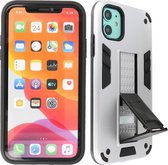 Stand Shockproof Telefoonhoesje - Magnetic Stand Hard Case - Grip Stand Back Cover - Backcover Hoesje voor iPhone XR - Zilver