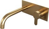 Brauer Gold Edition inbouw wastafelkraan met achterplaat - hendel 4 - geborsteld goud PVD