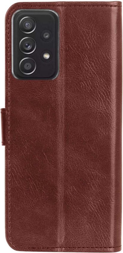 Étui pour Samsung A72 Book Case avec 2x protecteurs d'écran - Étui portefeuille Samsung Galaxy A72 - Étui Samsung A72 avec 2x protecteurs d'écran - Marron