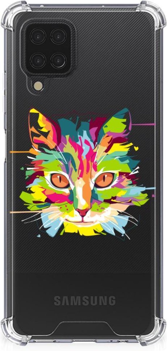 TPU Case Anti-Shock voor Samsung Galaxy A12 Stevig Bumper Hoesje Cat Color