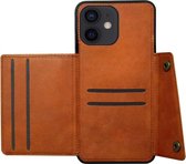 ADEL Kunstleren Back Cover Pasjeshouder Hoesje voor iPhone 12 Mini - Bruin