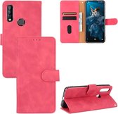 Voor Oukitel C17 / C17 Pro Effen Kleur Huidgevoel Magnetische Gesp Horizontale Flip Kalf Textuur PU Lederen Case met Houder & Kaartsleuven & Portemonnee (Rose Rood)