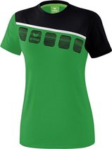 Erima Teamline 5-C T-Shirt Dames Smaragd-Zwart-Wit Maat 34