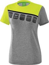 Erima Teamline 5-C T-Shirt Dames Grijs Melange-Lime Pop-Zwart Maat 46