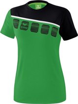 Erima Teamline 5-C T-Shirt Dames Smaragd-Zwart-Wit Maat 46