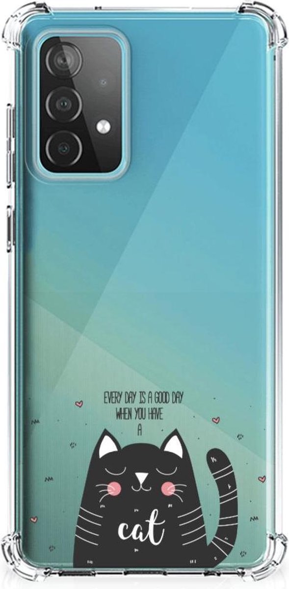 Back Cover voor Samsung Galaxy A52 4G/5G Stevig Bumper Hoesje Cat Good Day