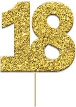 Witbaard Caketopper '18' Glitter 4 Cm Karton Goud 12 Stuks