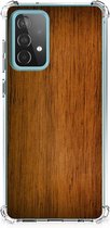 Etui pour téléphone portable Samsung Galaxy A52 4G / 5G Etui pour téléphone avec nom avec bord transparent en bois foncé