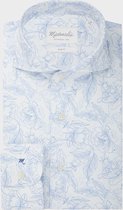 Michaelis poplin shirt met lichtblauw bloemenprint-boordmaat: 43