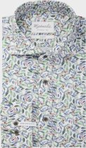 Poplin shirt met gekleurde bladeren (Extra lange mouwen)-boordmaat: 37/7