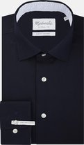 Navy Michaelis shirt met patroon in boord | Extra lange mouw-boordmaat: 45
