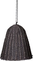 PTMD Lars zwarte hangende lampenkap van geweven zeegras maat in cm: 40 x 40 x 50 - Zwart