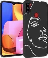 iMoshion Design voor de Samsung Galaxy M11 / A11 hoesje - Abstract Gezicht - Wit / Zwart