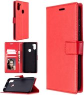 Portemonnee BookCase Hoesje + 2 Pack Screenprotector Glas Geschikt voor: Samsung Galaxy M11 - rood