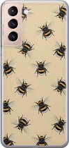 Leuke Telefoonhoesjes - Hoesje geschikt voor Samsung Galaxy S21 - Bijen print - Soft case - TPU - Print / Illustratie - Geel