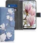 kwmobile telefoonhoesje voor Nokia 3.4 - Hoesje met pasjeshouder in taupe / wit / blauwgrijs - Magnolia design