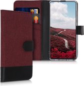 kwmobile telefoonhoesje voor Samsung Galaxy A51 - Hoesje met pasjeshouder in donkerrood / zwart - Case met portemonnee