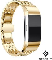 Stalen Smartwatch bandje - Geschikt voor  Fitbit Charge 2 stalen draak bandje - goud - Strap-it Horlogeband / Polsband / Armband