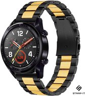 Stalen Smartwatch bandje - Geschikt voor  Huawei Watch GT / GT2 stalen bandje - zwart/goud - 42mm - Strap-it Horlogeband / Polsband / Armband