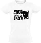 Atje voor de sfeer Dames t-shirt | feest | festival | alcohol | bier | wijn | grappig | cadeau | Wit