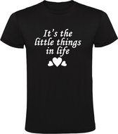 It's the little things in life Heren t-shirt | het leven | kleine dingen | gelukkig zijn | hartje love |  Zwart