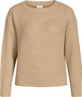 VILA Dames 14067962 DITTY  L/S KNIT PULLOVER Humus Trui - Maat L