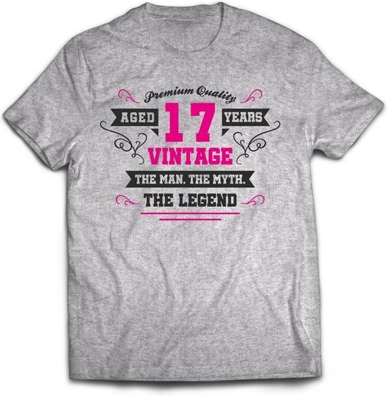 zadel federatie verrassing 17 Jaar Legend - Feest kado T-Shirt Heren / Dames - Antraciet Grijs / Roze  - Perfect... | bol.com