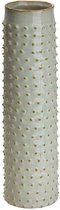 Vaas Glazed Embossed Dots Creme 9,5x9,5xh34cm Cilindrisch Aardewerk