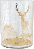 Theelichthouder Cracle Deer Zilver 15x15xh20cm Rond Glas