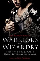 Boekcover: 'The Mammoth Book of Warriors and Wizardry' met een man in harnas en maliënkolder, die een zwaard vasthoudt.