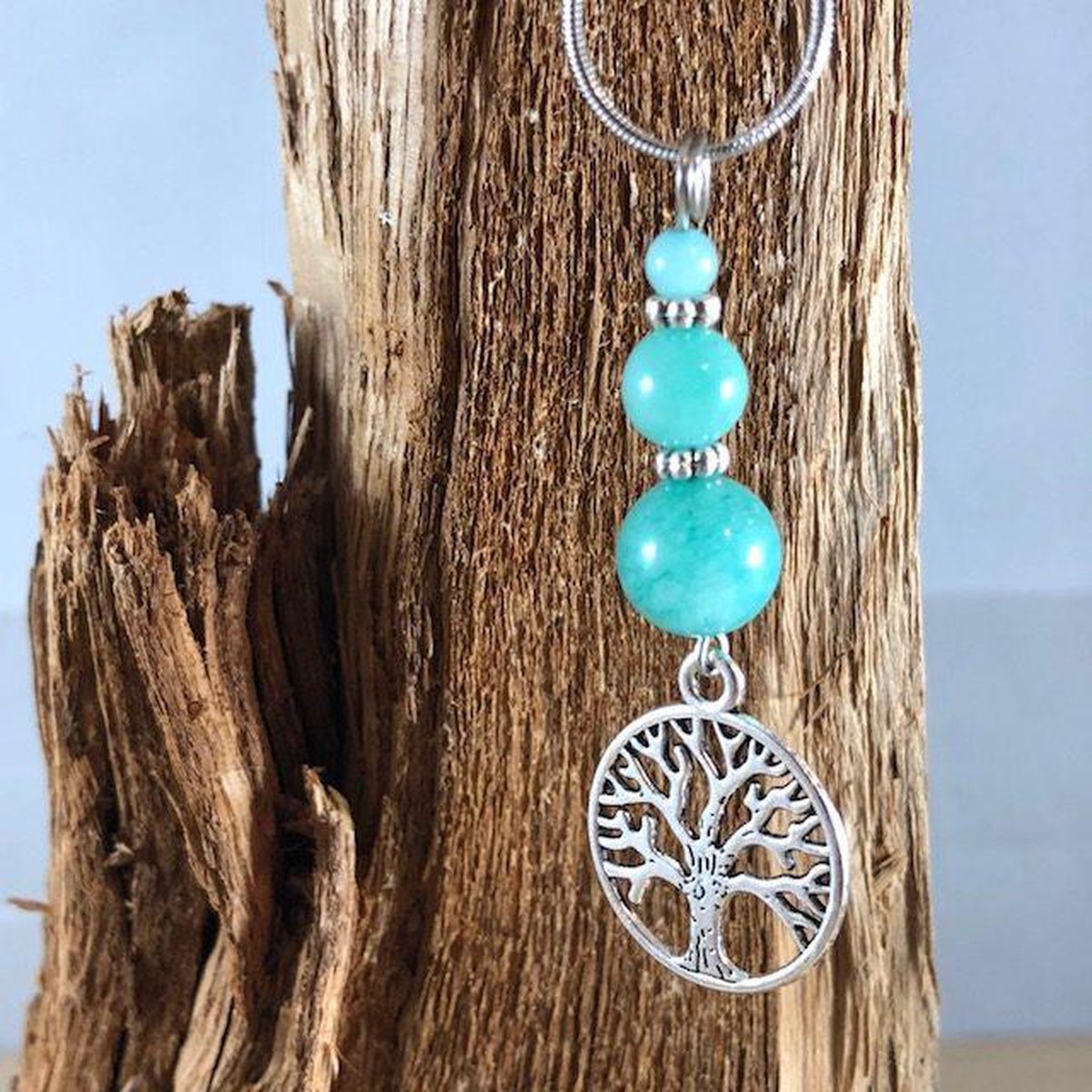 Wellness-House |Verzilverde ketting Triple Aventurijn Tree of life | Tree of Life | Levensboom | Aventurijn | Zen Ketting | Bescherming | Uniek | Eigen Ontwerp